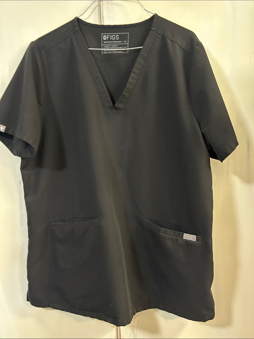 Figs Black V-Neck Professional Scrub Top